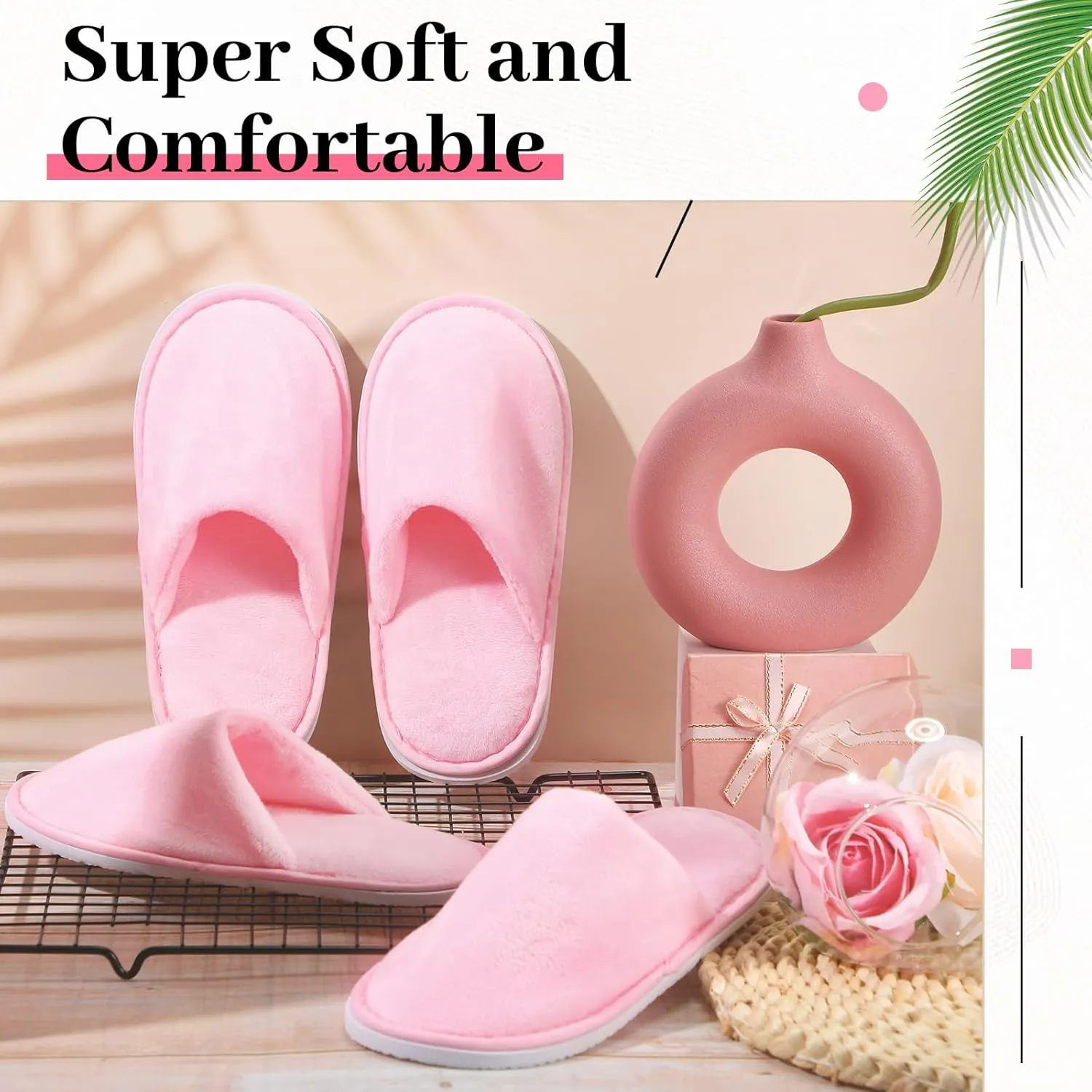 24 Pairs Kids Disposable Slippers Non Slip Closed Kids Spa Slippers Comfortable Home Slippers Disposable Spa Indoor Outdoor Slipper for 4-12 Years Old Boys Girls Party Hotel Travel(Pink,S)