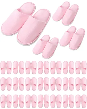24 Pairs Kids Disposable Slippers Non Slip Closed Kids Spa Slippers Comfortable Home Slippers Disposable Spa Indoor Outdoor Slipper for 4-12 Years Old Boys Girls Party Hotel Travel(Pink,S)