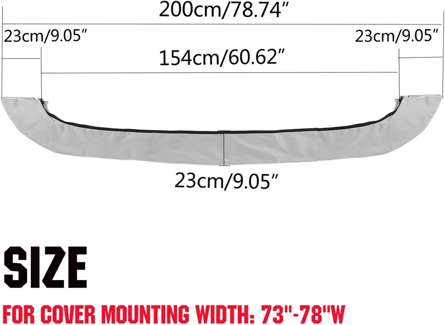 3 Bow Bimini Top Boot Cover 600D Waterproof Yacht Boat Shade Canopy Storage Cover Anti-UV Dust-Proof Universal(73-78)