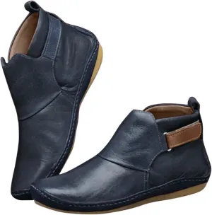Ankle Boots for Women No Heel,2019 New Arch Support Booties Side Zip-up Vintage Leather Damping Shoes Flat Heel Booties