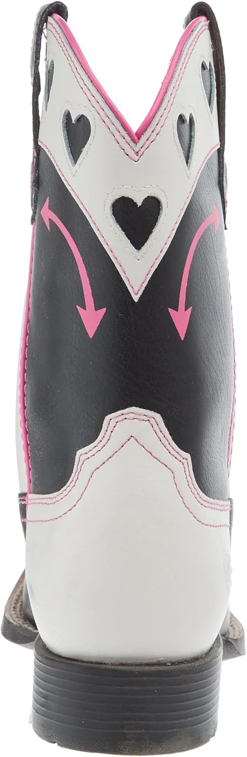 ARIAT Youth Round Up Hearts Madison Avenue and Classic White Shaft Cowgirl Boot