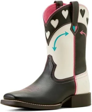 ARIAT Youth Round Up Hearts Madison Avenue and Classic White Shaft Cowgirl Boot