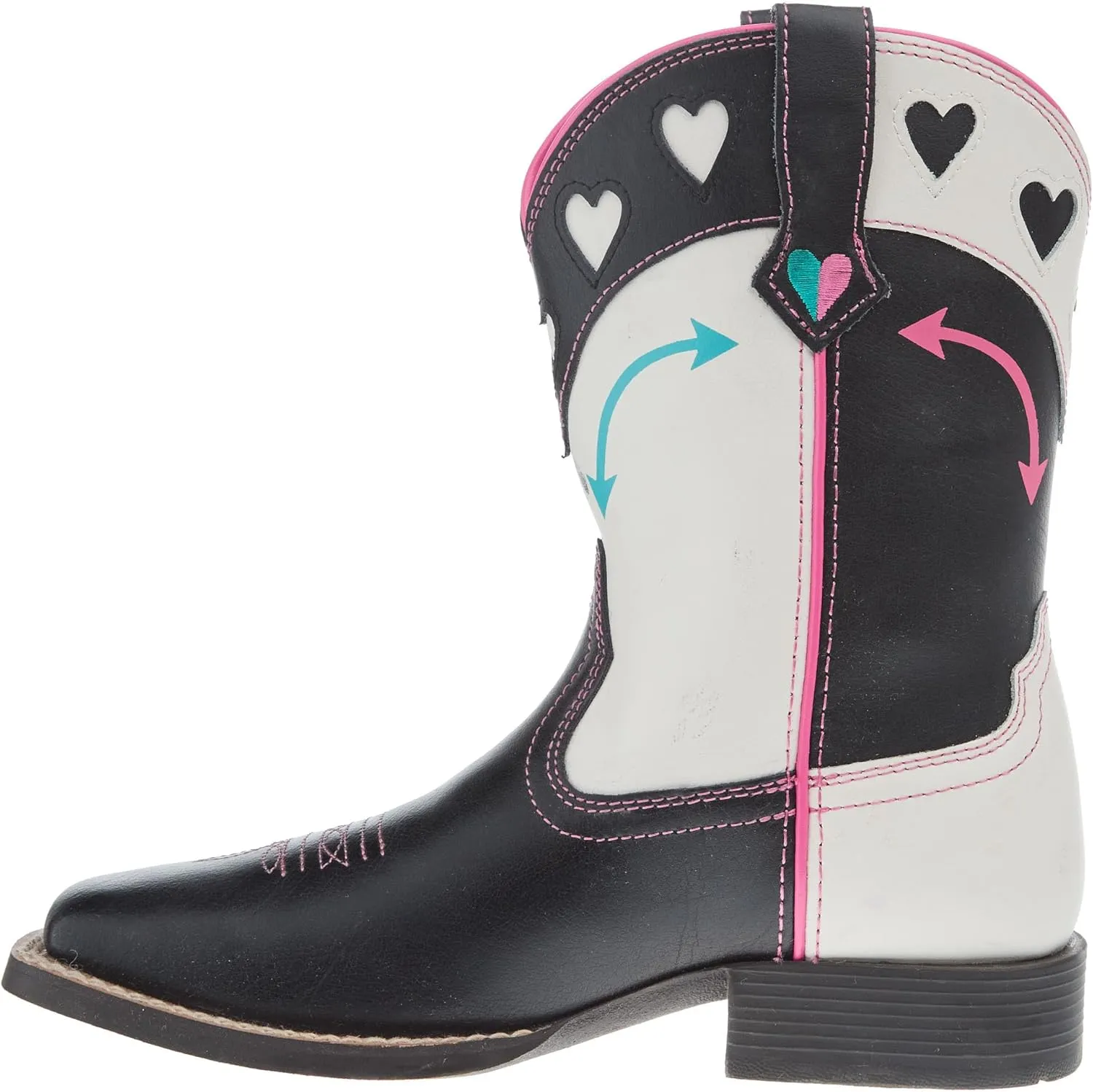 ARIAT Youth Round Up Hearts Madison Avenue and Classic White Shaft Cowgirl Boot
