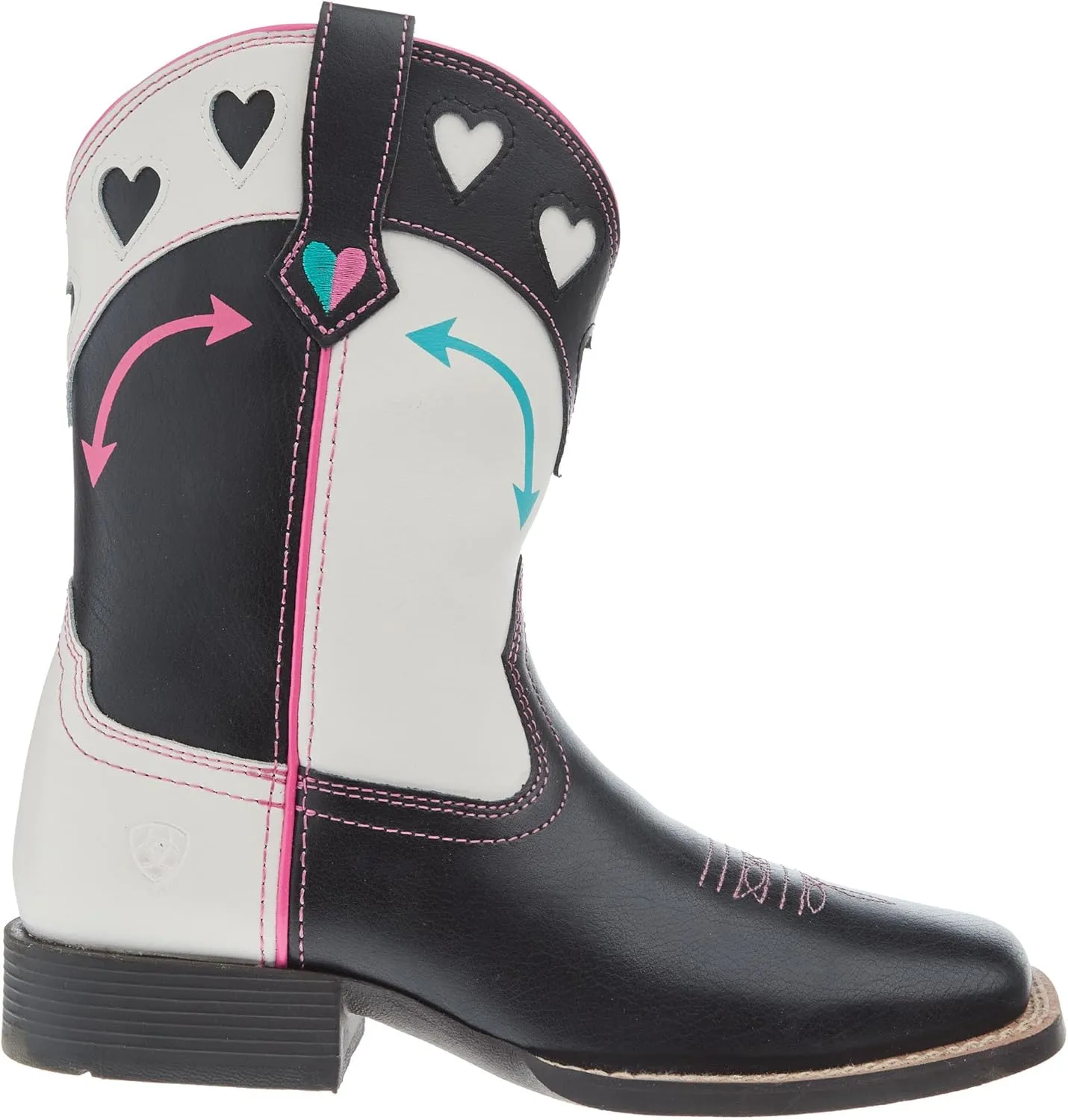 ARIAT Youth Round Up Hearts Madison Avenue and Classic White Shaft Cowgirl Boot