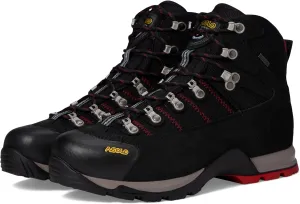 ASOLO Men's FUGITIVE GTX Water-Resistant Breathable Suede Nylon Trekking Low Ankle Hiking Boots | Toe Rubber Cap, Black/Red, 13 Wide