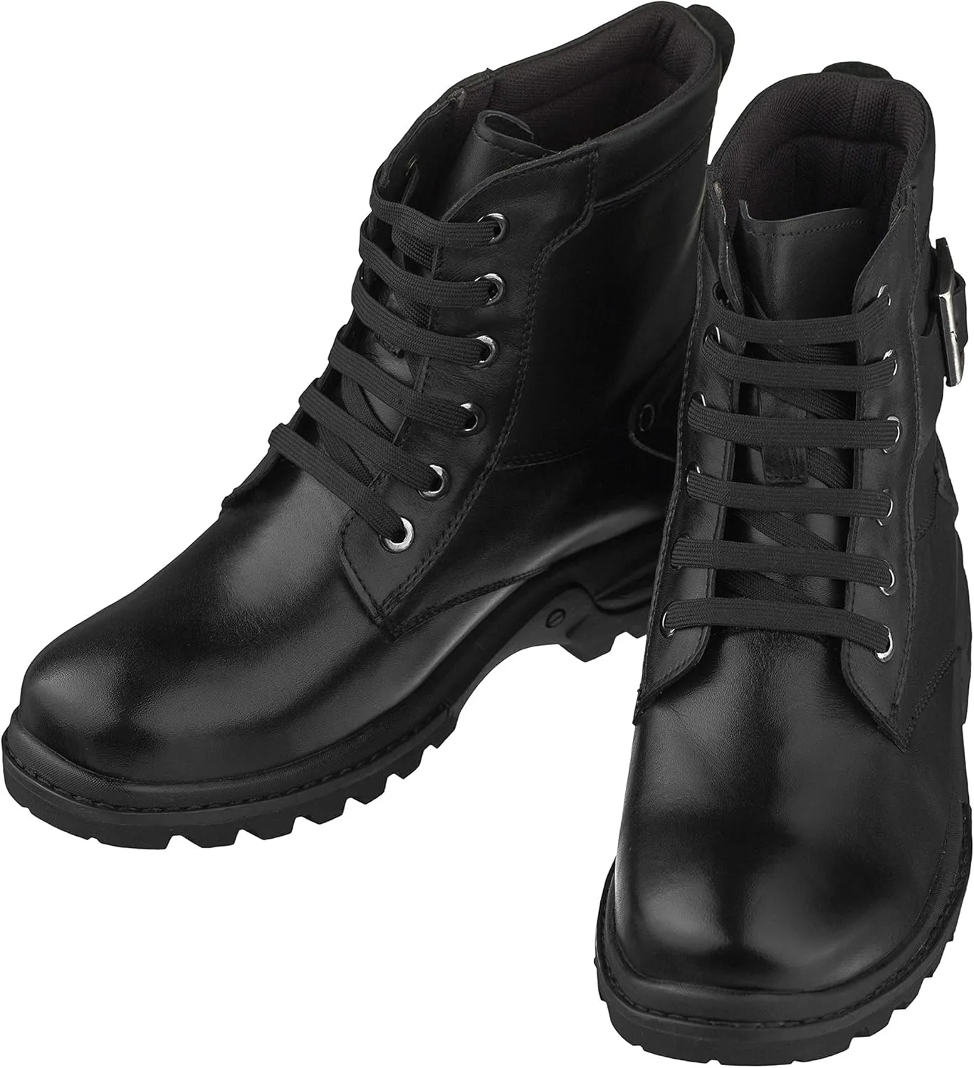 CALTO Men's Invisible Height Increasing Elevator Shoes - Black Premium Leather Lace-up High-top Ankle Boots - 3.2 Inches Taller - T14002 - Size 8 D(M) US