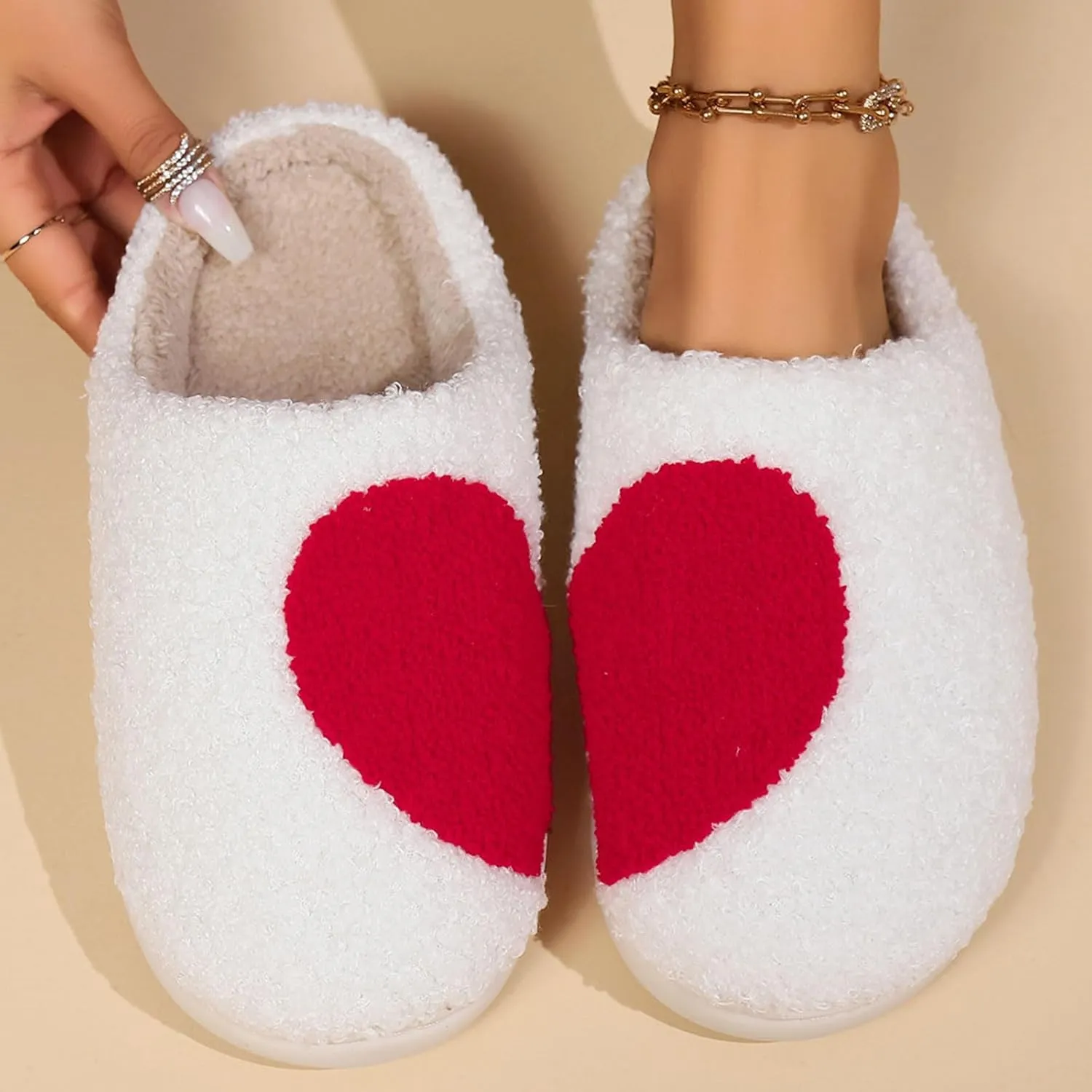 Cartoon Slippers for Womens Mens Cute Cozy Plush Warm Slip-on House Shoes for Indoor and Outdoor Meet Me at Midnight Strawberry Mushroom Evil Eyes Love Heart Slippers