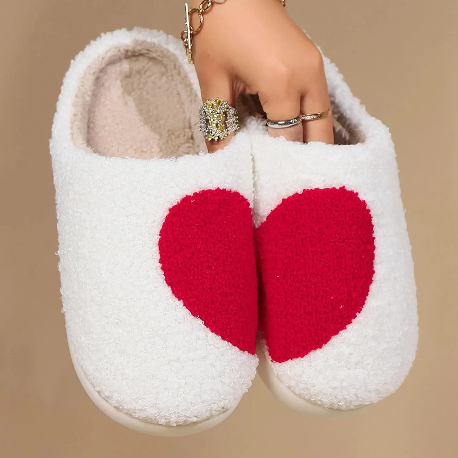 Cartoon Slippers for Womens Mens Cute Cozy Plush Warm Slip-on House Shoes for Indoor and Outdoor Meet Me at Midnight Strawberry Mushroom Evil Eyes Love Heart Slippers