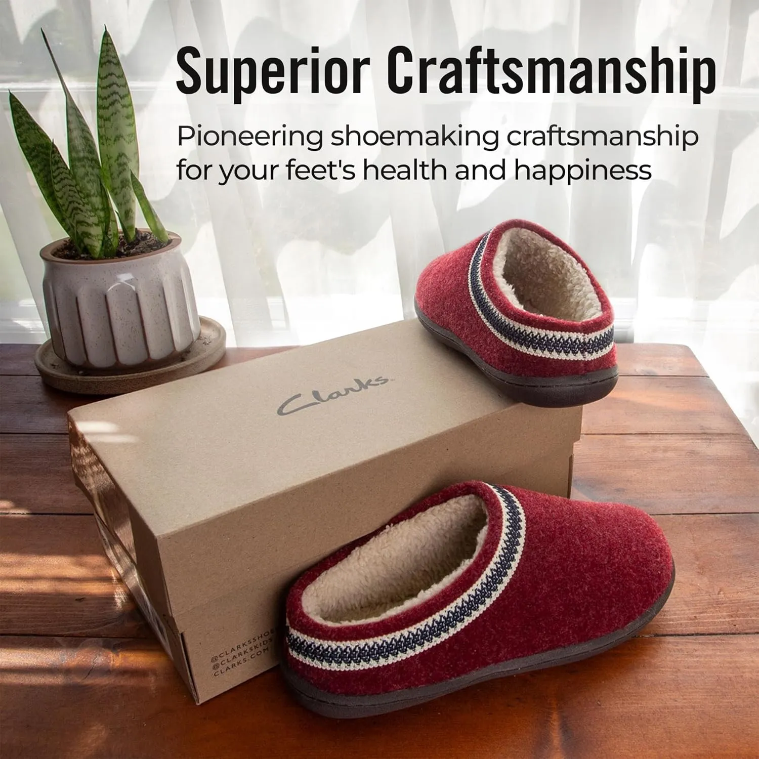 Clarks Womens Wool Felt Clog Slippers JMH1319T - Warm Cozy Plush Faux Fur Lined - Indoor Outdoor House Slipper for Women