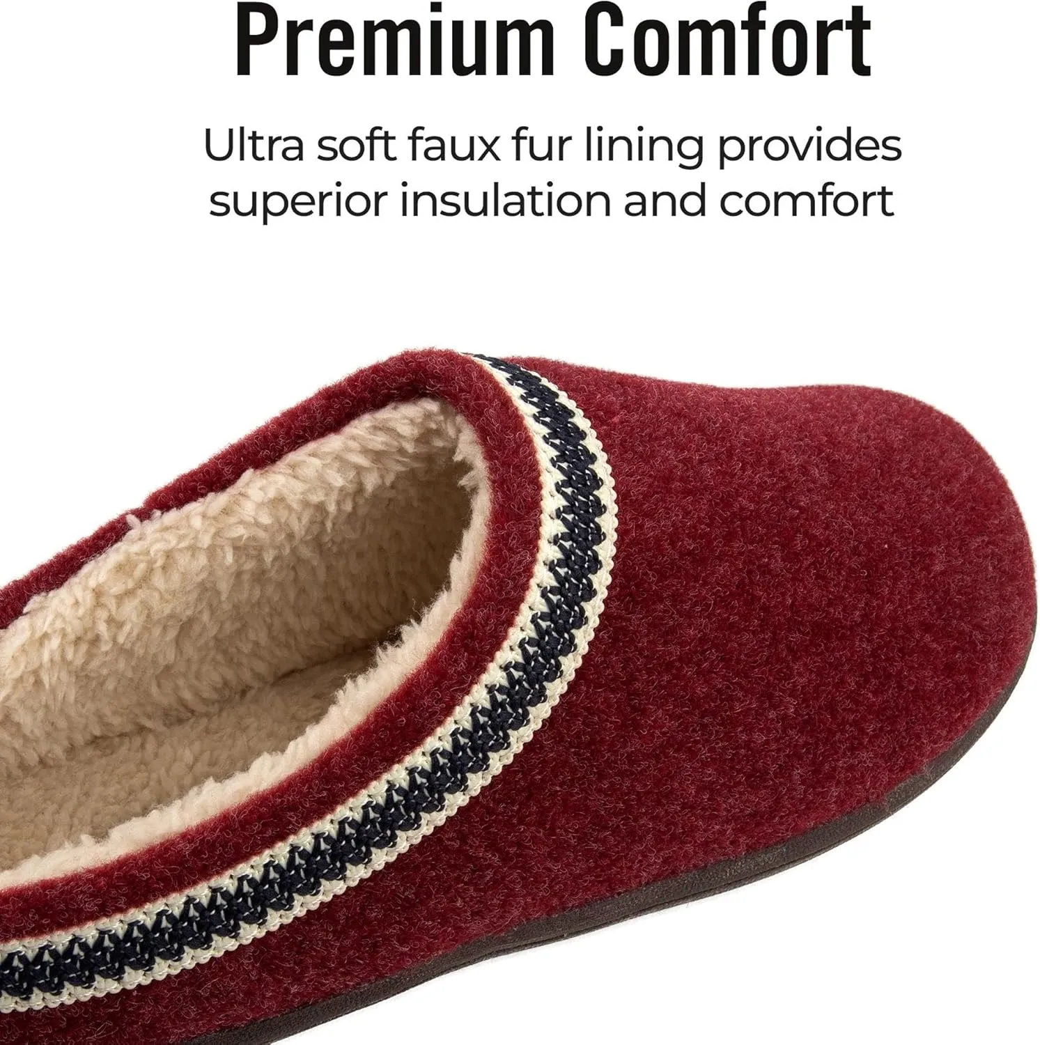 Clarks Womens Wool Felt Clog Slippers JMH1319T - Warm Cozy Plush Faux Fur Lined - Indoor Outdoor House Slipper for Women