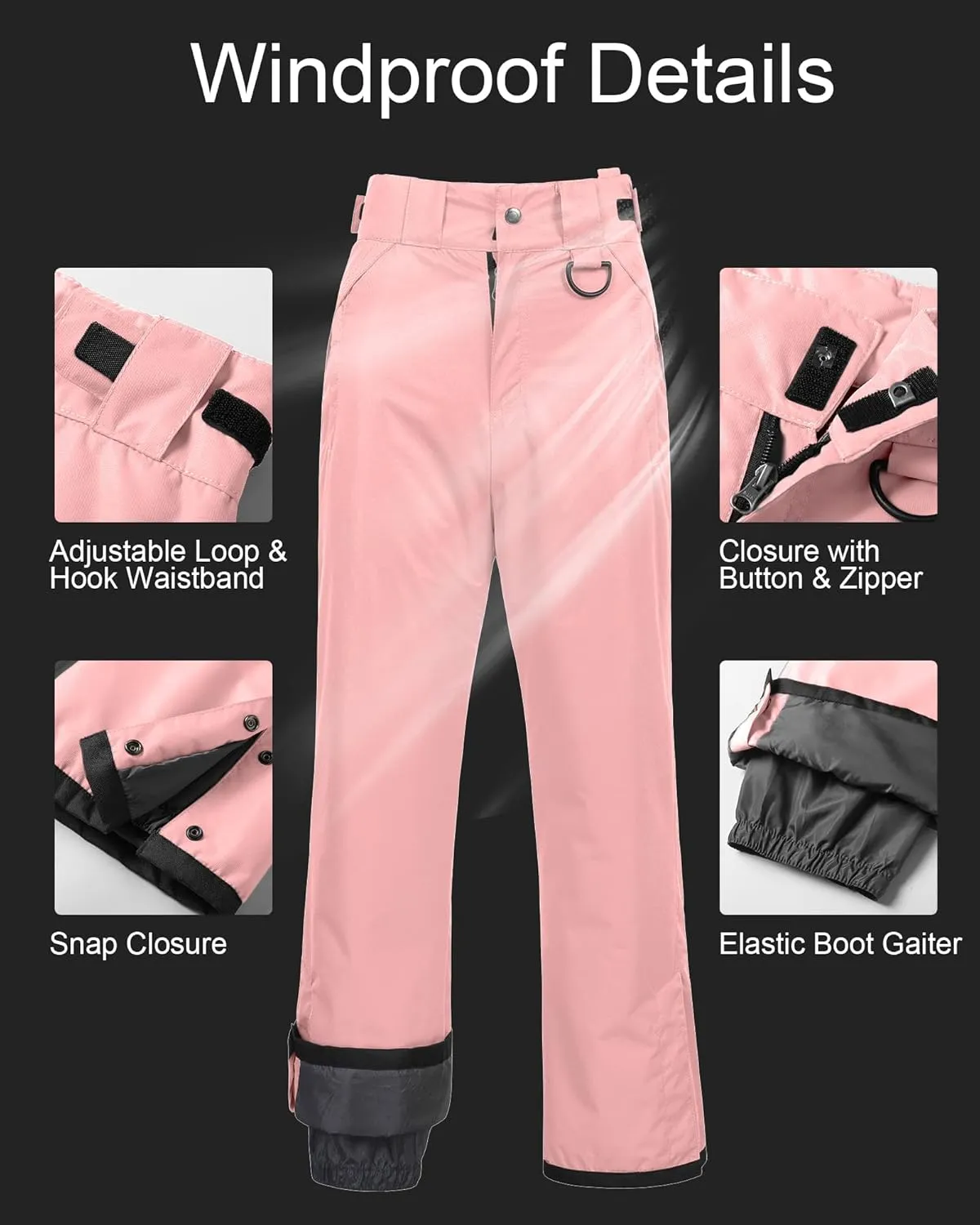 CREATMO US Women's Snow Pants Ski Bibs Waterproof Insulated Winter Snowboard