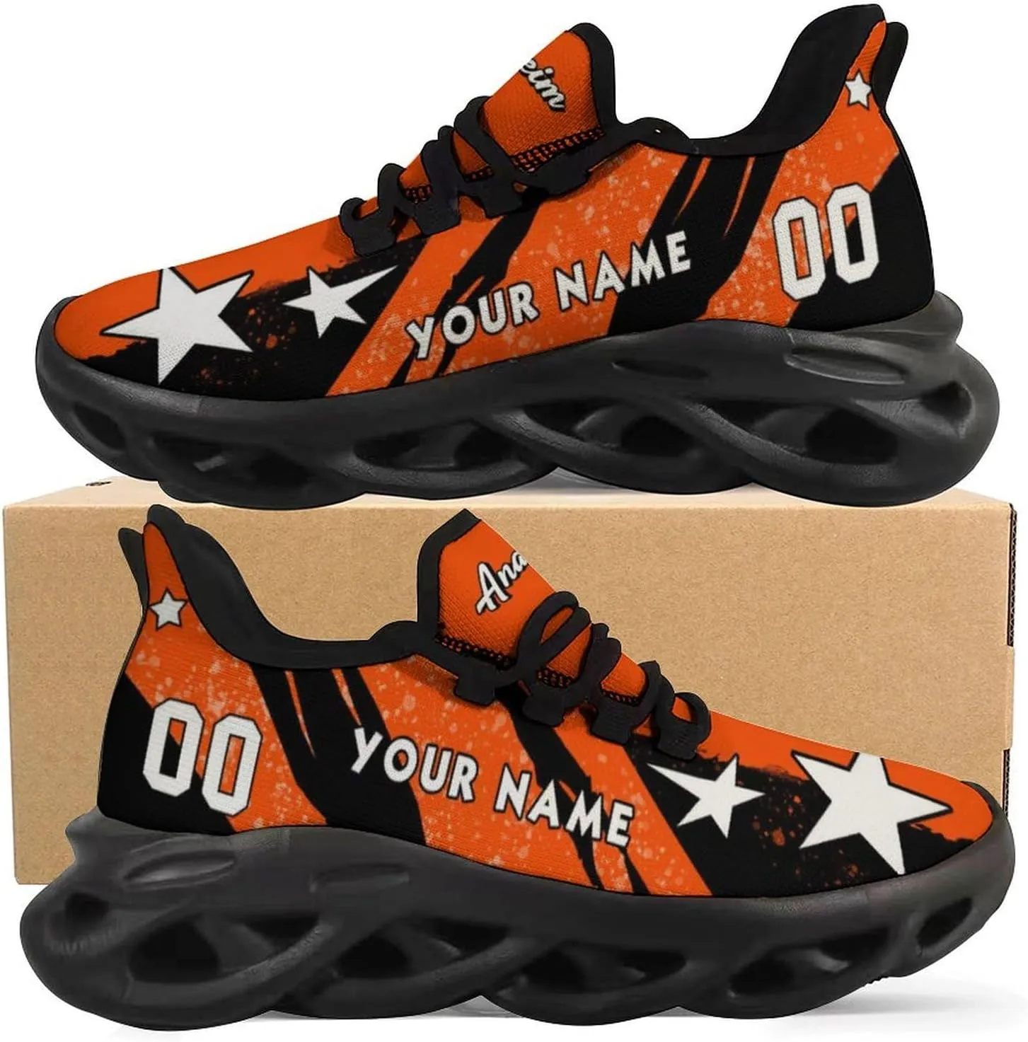 Custom Men's Sneakers Hockey Name & Number Breathable Fan Gift for Men Women Athletic Gym Slip-on Shoes Personalized White Black