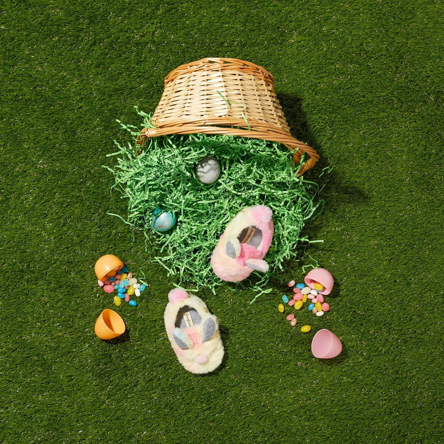 Dearfoams Easter Basket Stuffers Gifts for Kids Family Matching Fuzzy Bunny Slippers