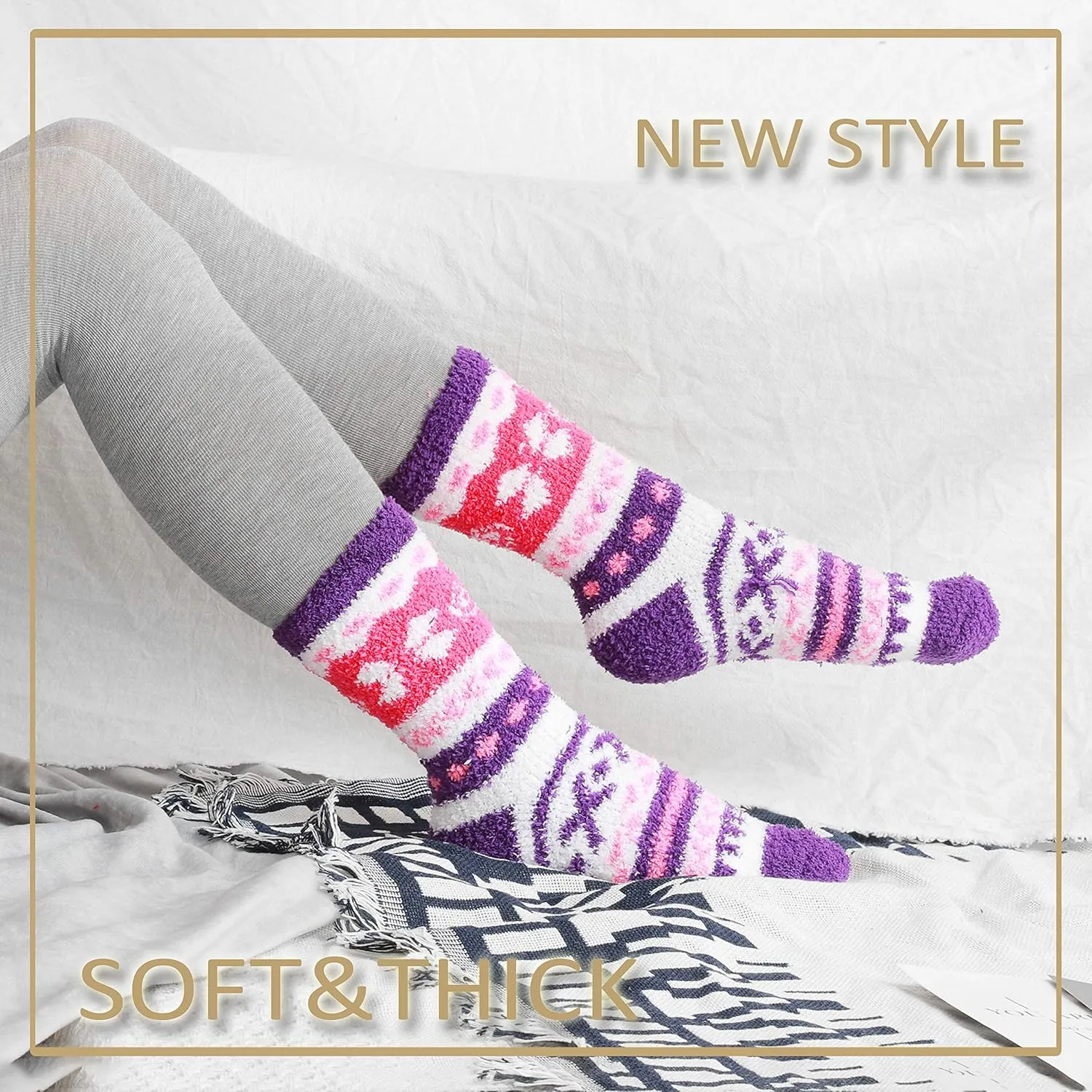 EBMORE Womens Fuzzy Socks Fleece Fluffy Cabin Plush Warm Sleep Soft Cozy Winter Adult Socks