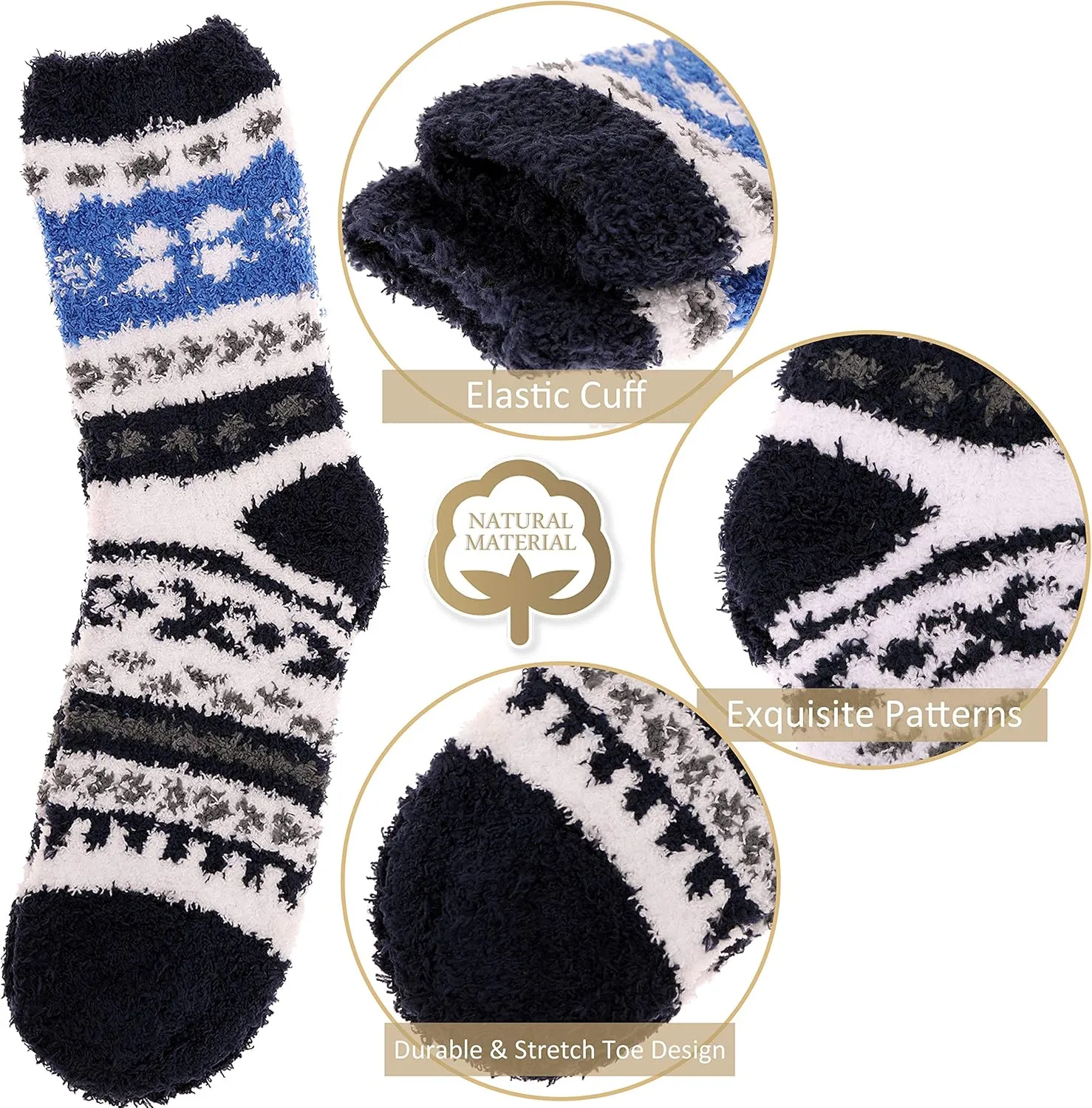 EBMORE Womens Fuzzy Socks Fleece Fluffy Cabin Plush Warm Sleep Soft Cozy Winter Adult Socks