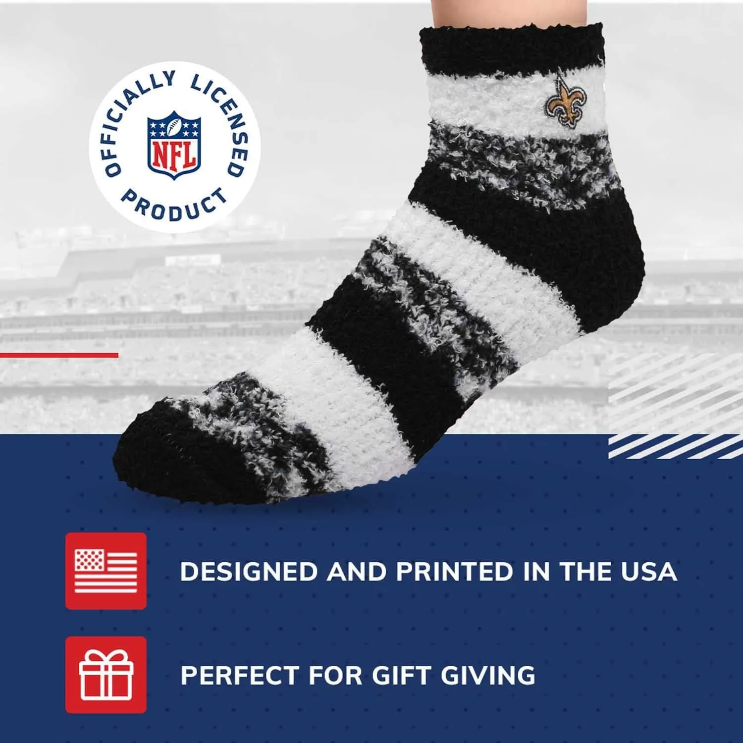 For Bare Feet NFL Cozy Soft Slipper Socks - Home Socks for Ultimate Comfort - Gameday Apparel - Luxuriously Plush and Cozy -