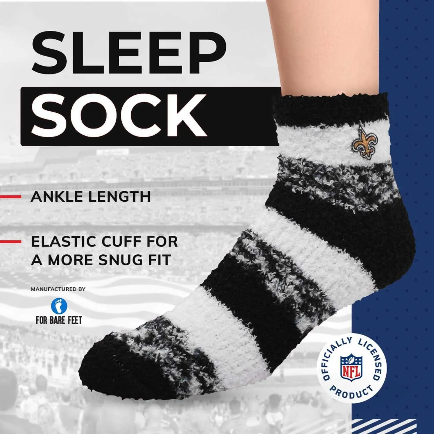 For Bare Feet NFL Cozy Soft Slipper Socks - Home Socks for Ultimate Comfort - Gameday Apparel - Luxuriously Plush and Cozy -