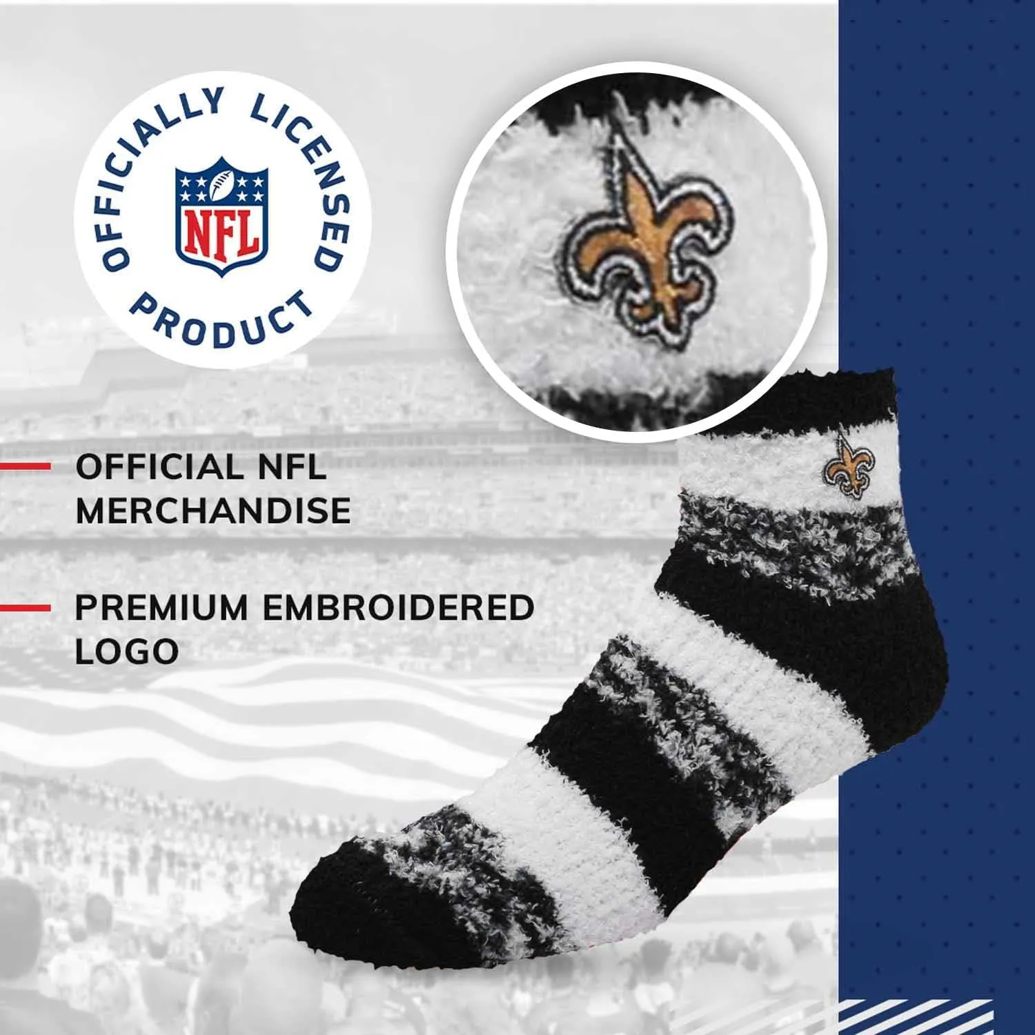 For Bare Feet NFL Cozy Soft Slipper Socks - Home Socks for Ultimate Comfort - Gameday Apparel - Luxuriously Plush and Cozy -