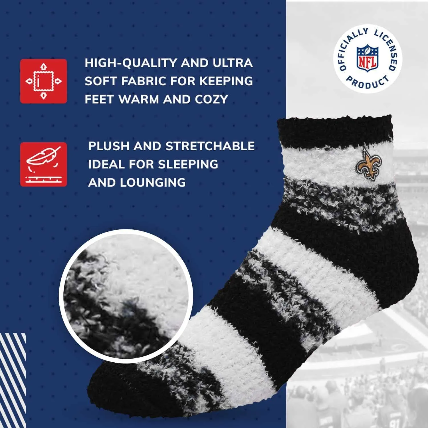 For Bare Feet NFL Cozy Soft Slipper Socks - Home Socks for Ultimate Comfort - Gameday Apparel - Luxuriously Plush and Cozy -