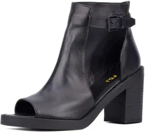 FSJ Women Peep Open Toe Booties Side Cutout Strap Buckle Mid Block Stacked Heel Sandals Ankle Bootie Summer Casual Dress Shoes Size 4-16 US
