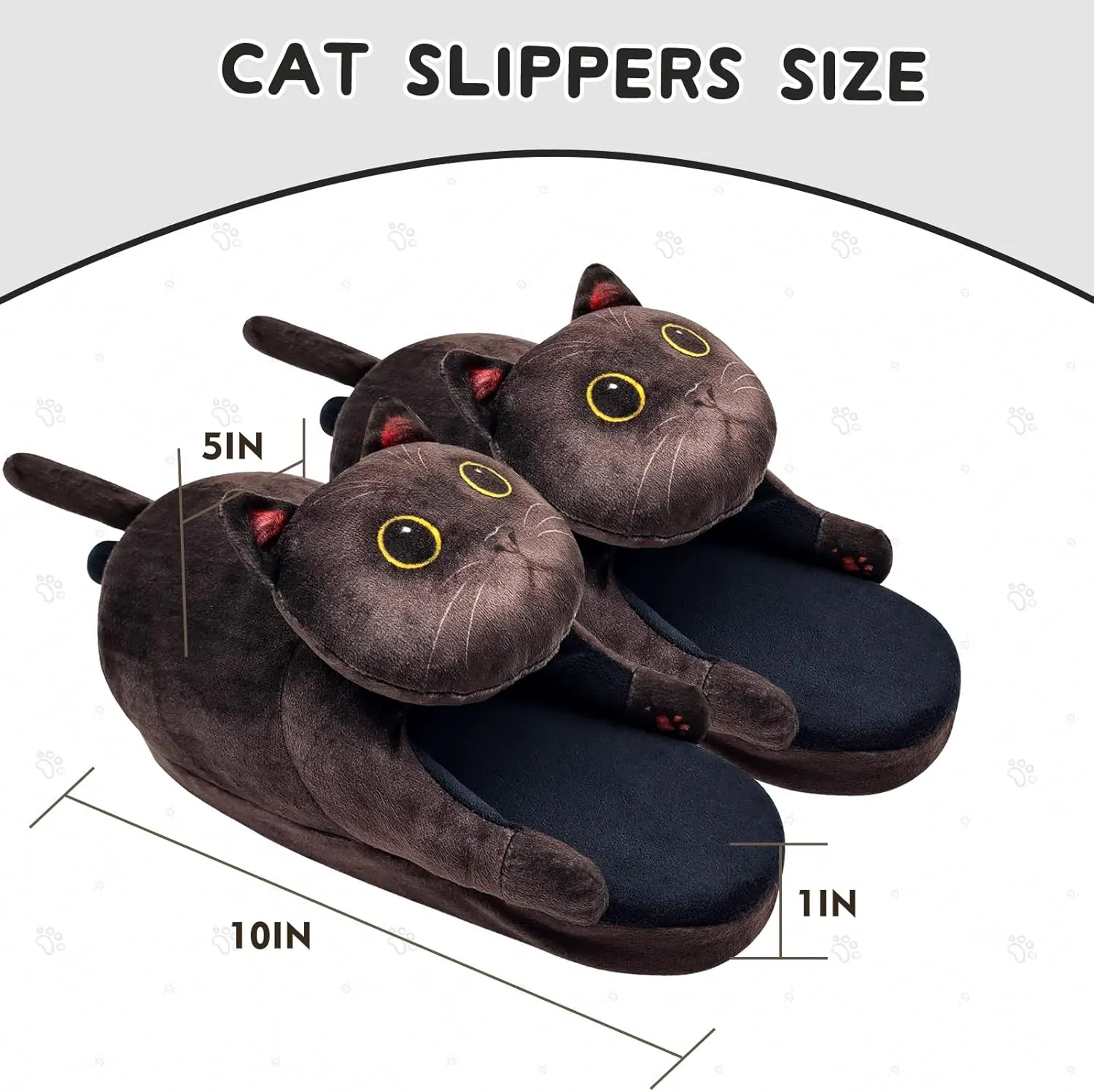 Funny Cat Slippers for Women,Fuzzy Animal Indoor House Shoes with Soft Memory Foam,Comfy Plush Warm Slip-on Slippers,Cat Gifts for Cat Lover