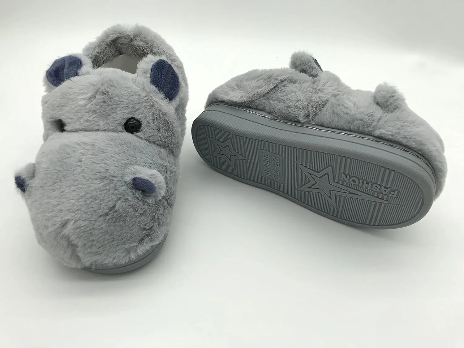 Furry Hippo Kids Slippers - Toddlers House Slippers For Kids Boys & Girls