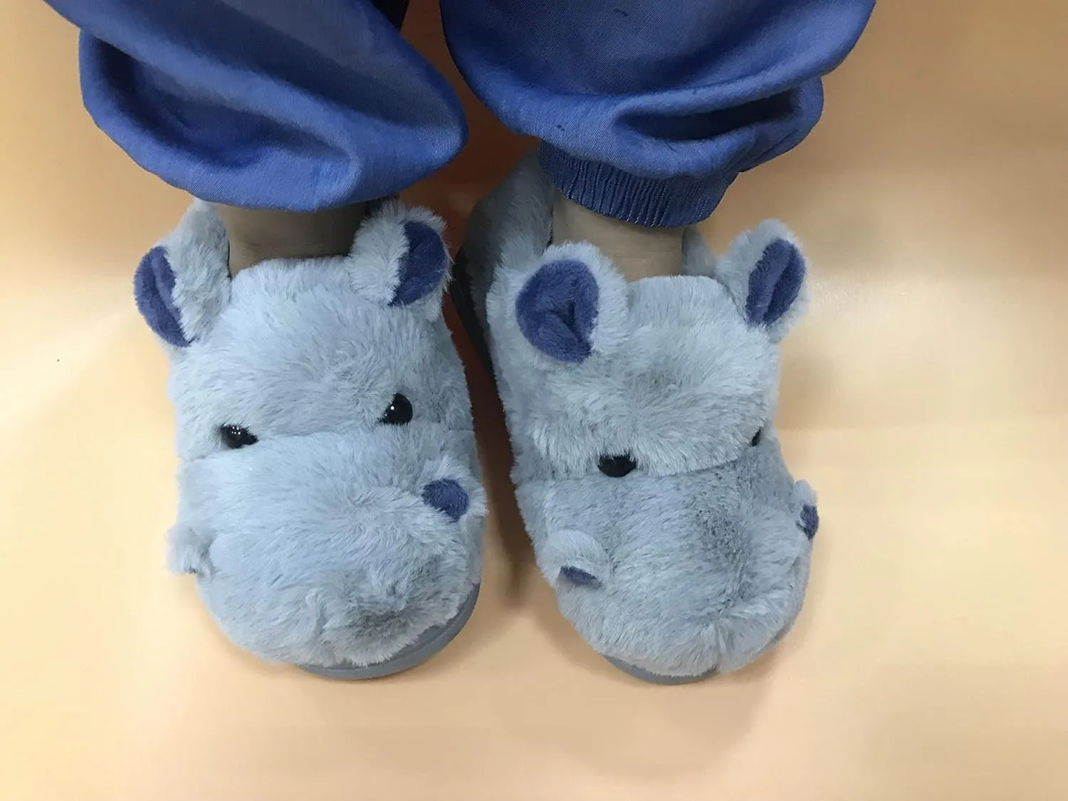 Furry Hippo Kids Slippers - Toddlers House Slippers For Kids Boys & Girls