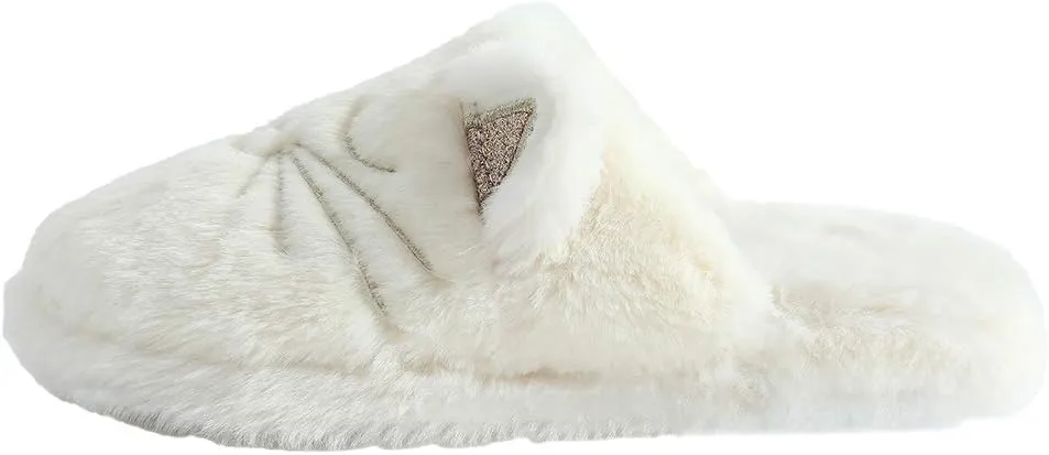 Fuzzy Cat Animal Slippers Animal Raccoon Fluffy Memory Foam Home Cozy Slipper Gifts for Women Girls