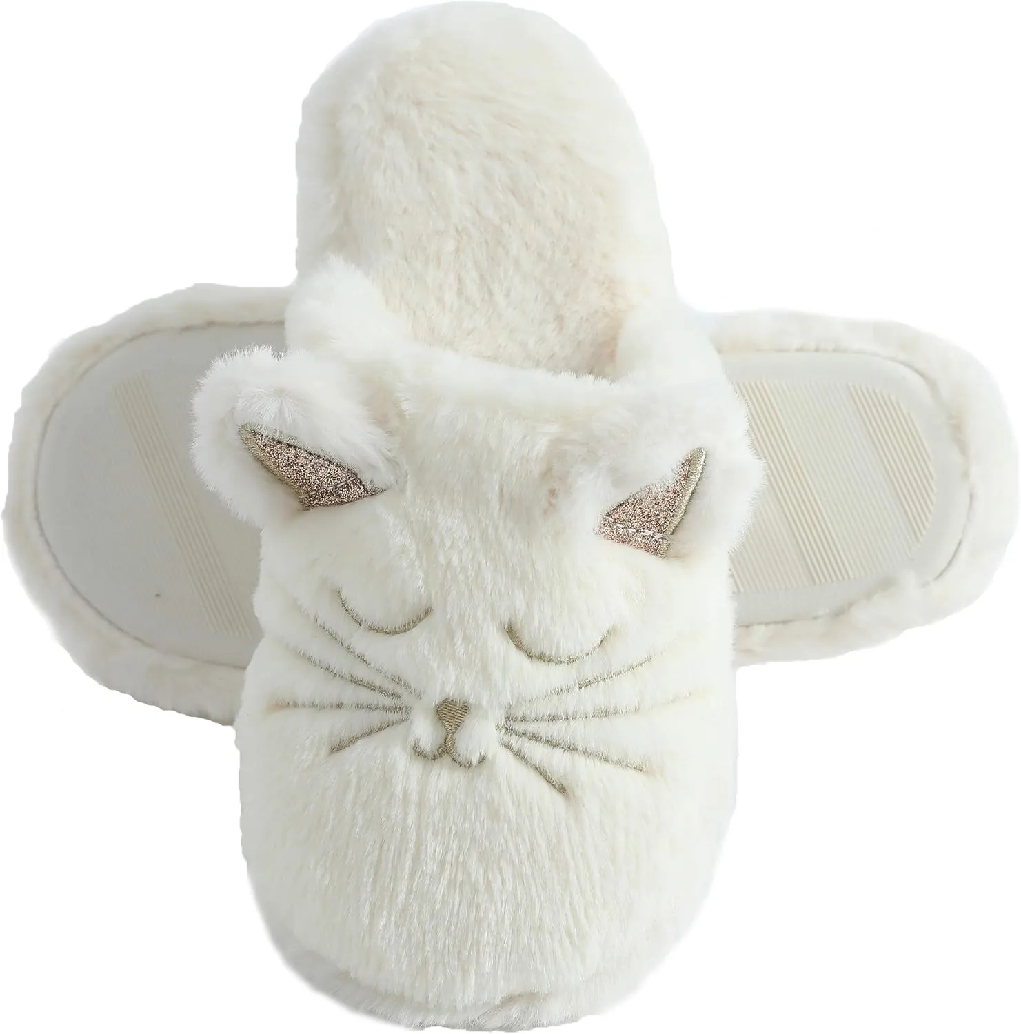Fuzzy Cat Animal Slippers Animal Raccoon Fluffy Memory Foam Home Cozy Slipper Gifts for Women Girls