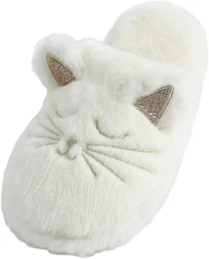 Fuzzy Cat Animal Slippers Animal Raccoon Fluffy Memory Foam Home Cozy Slipper Gifts for Women Girls