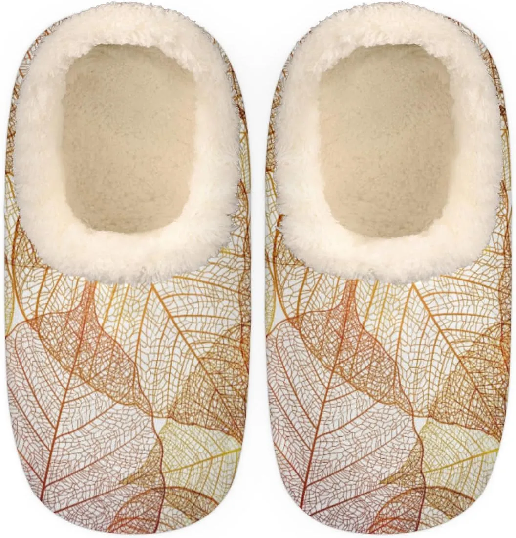 Geometric Cactus Floral Slippers for Women， Soft Cozy Warm Fuzzy Memory Foam House Slippers， Non Slip Closed Back Winter Comfy Plush Ladies House Shoes for Indoor Bedroom