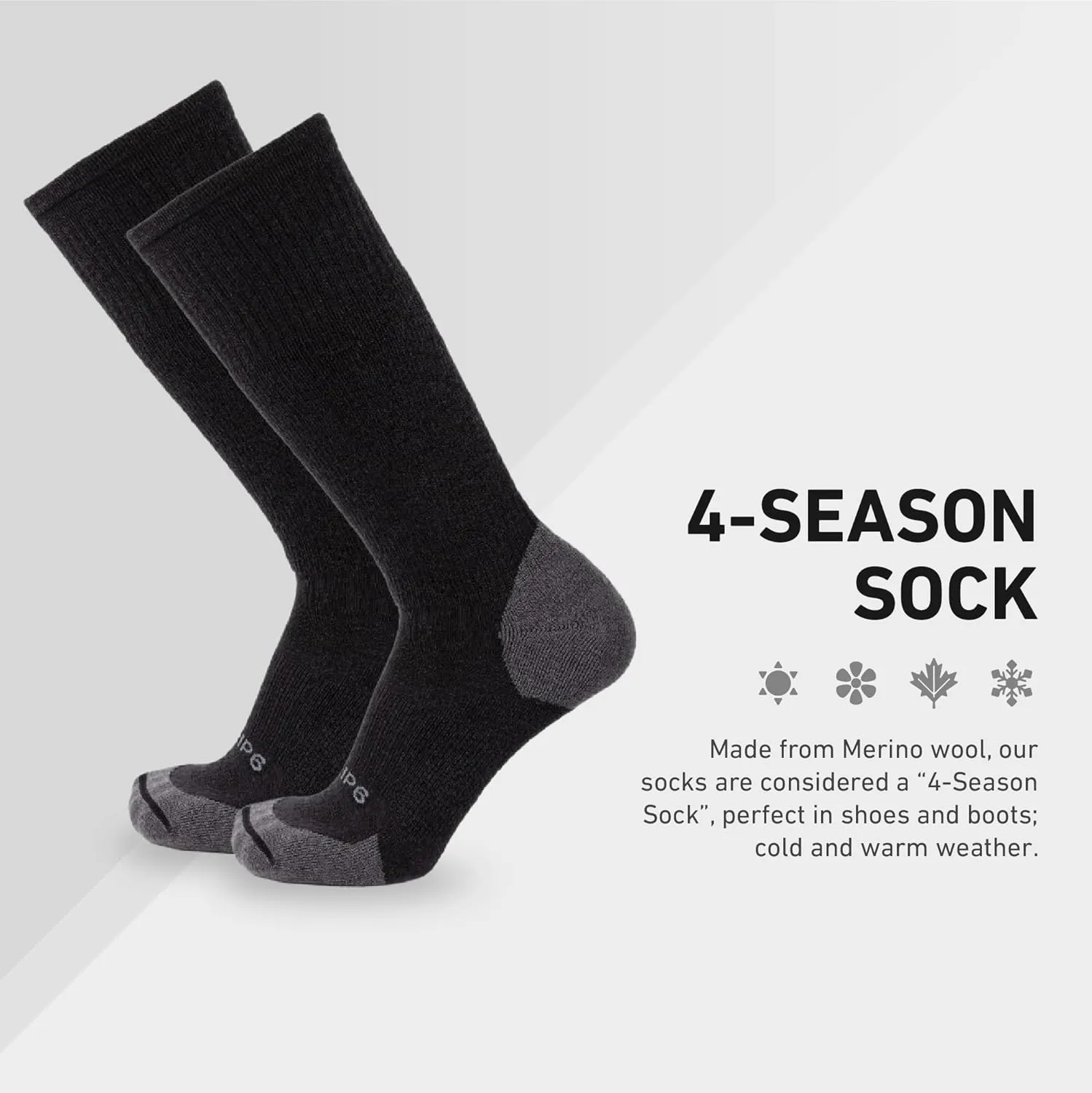 GRIP6 Wool Boot Socks - Merino Wool Socks Made in The USA - Lightweight Wool Hiking Socks - Warm Boot Socks for Men and Women