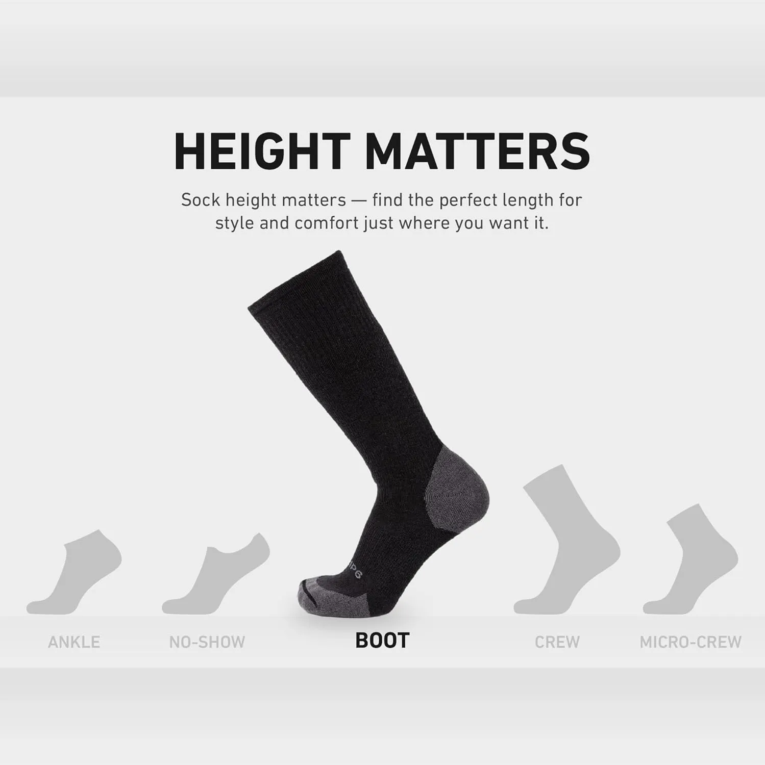 GRIP6 Wool Boot Socks - Merino Wool Socks Made in The USA - Lightweight Wool Hiking Socks - Warm Boot Socks for Men and Women