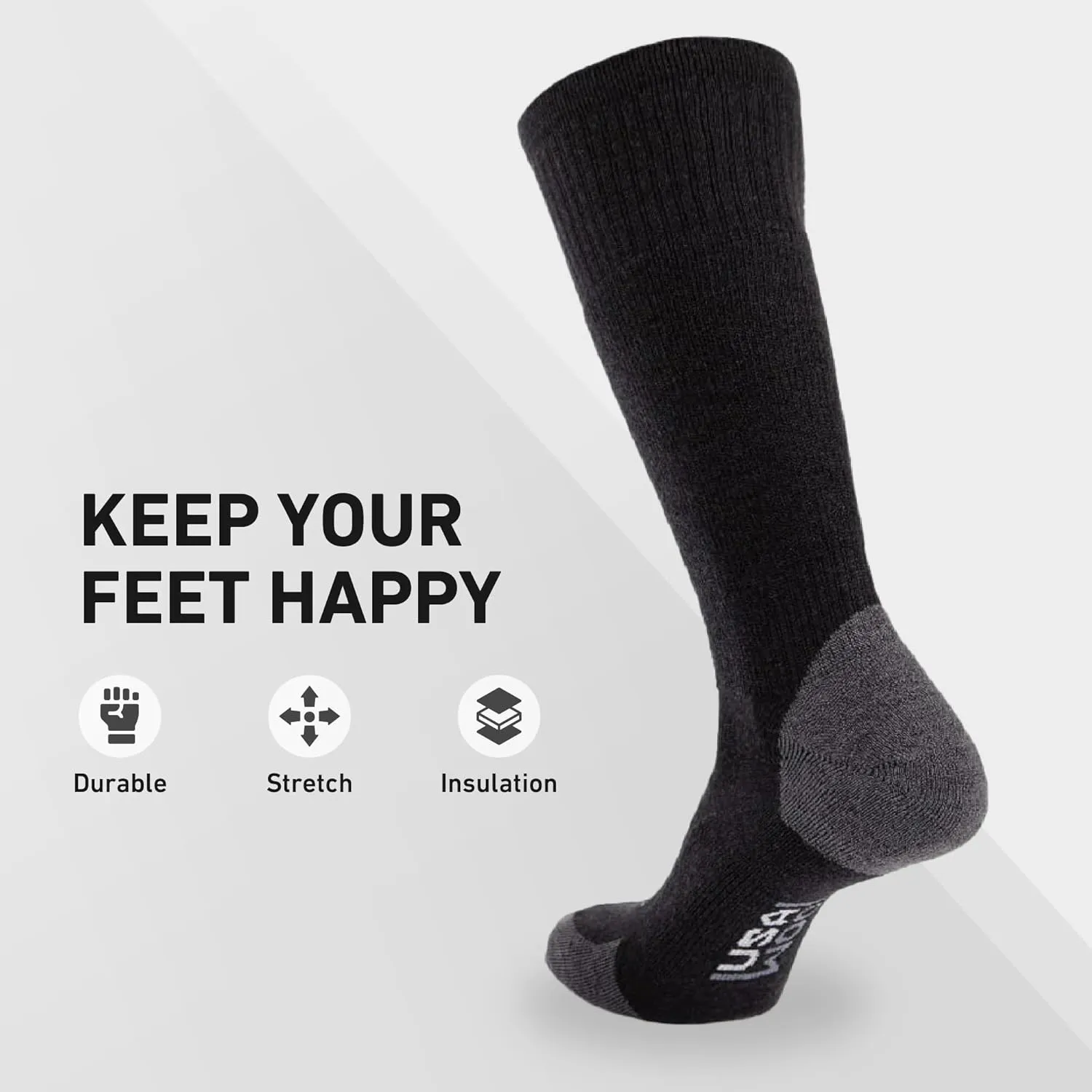 GRIP6 Wool Boot Socks - Merino Wool Socks Made in The USA - Lightweight Wool Hiking Socks - Warm Boot Socks for Men and Women