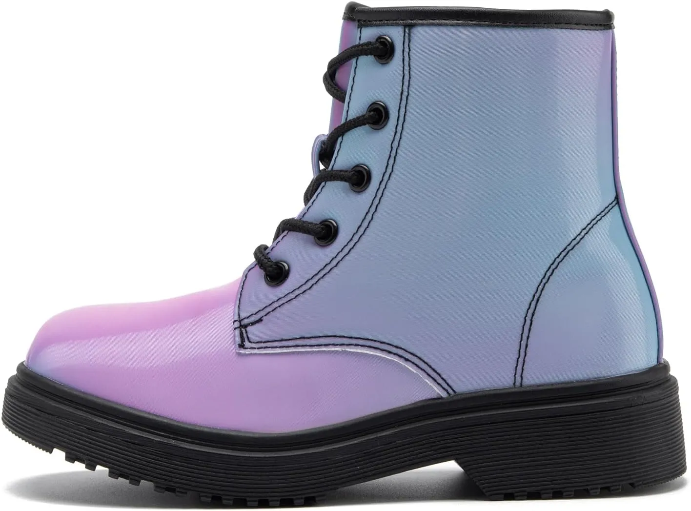 HIKLDK Girls Boots Glitter Combat Boot Winter Waterproof Side Zipper Lace-up Walking Shoes for Toddlers Little Kid szie