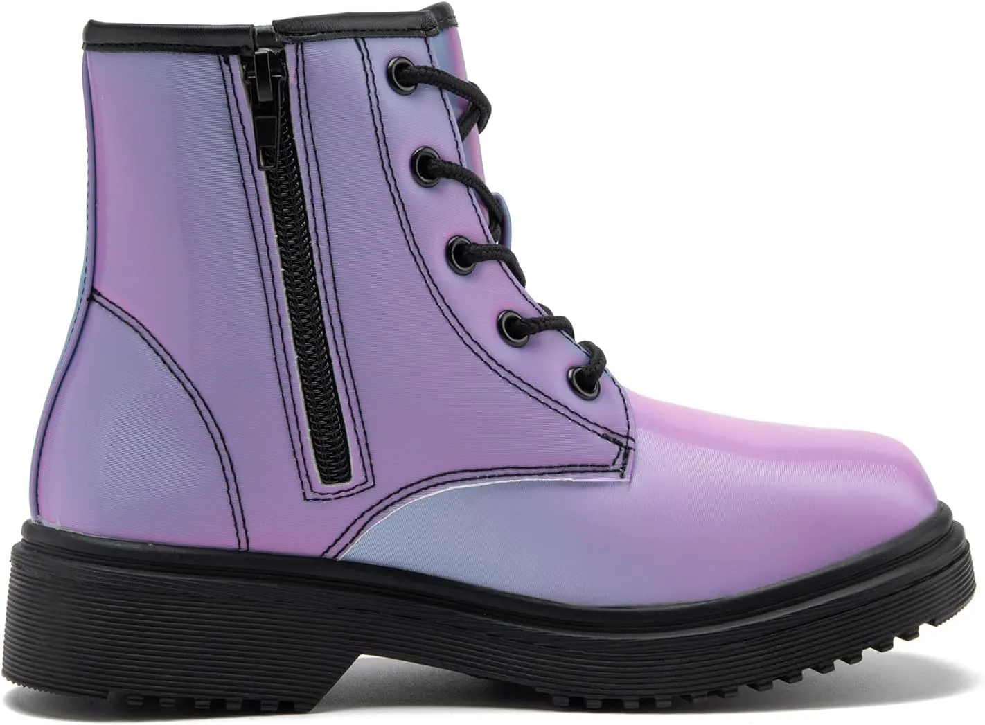 HIKLDK Girls Boots Glitter Combat Boot Winter Waterproof Side Zipper Lace-up Walking Shoes for Toddlers Little Kid szie