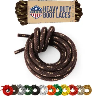 Honey Badger Boot Laces, USA Made Indestructible Shoelaces, Round Heavy Duty Bootlaces for Work & Hiking