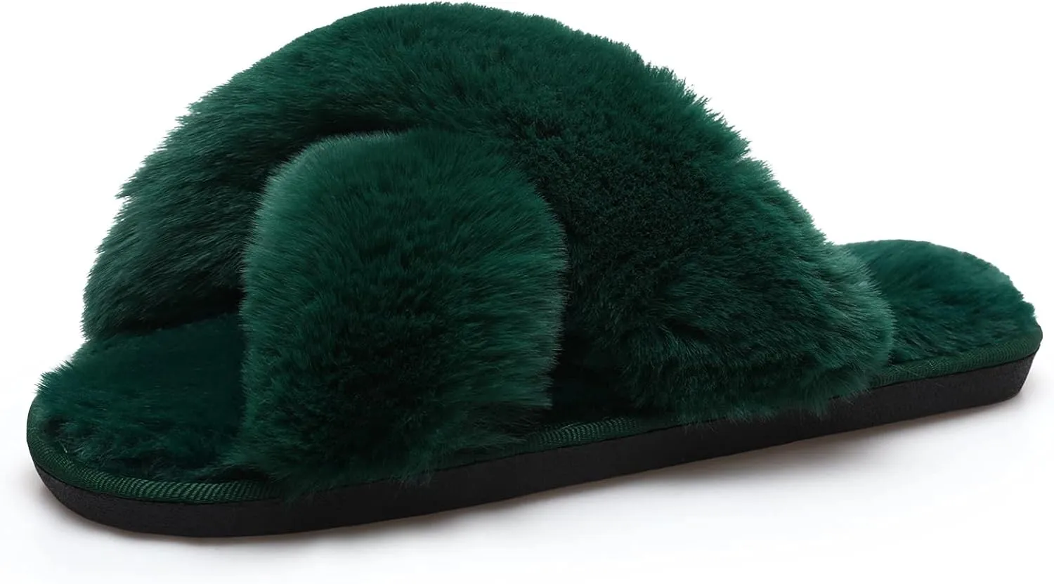 JIASUQI Women's Open Toe Slippers Fuzzy Fluffy House Slippers for Women Cozy Criss Cross Furry Slides Slippers