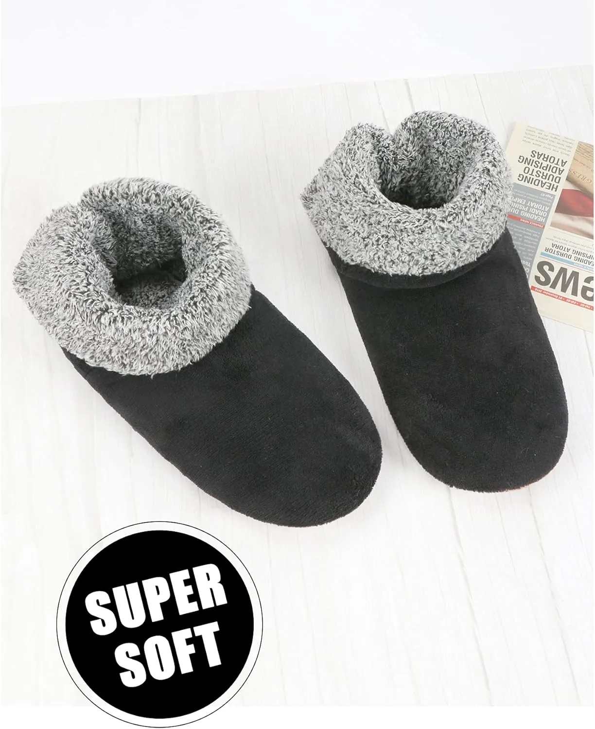 Keyela Slipper Socks Soft Cozy Thick House Indoor Boot Sock Shoes with Anti-Skid Bottom Soles for Men's