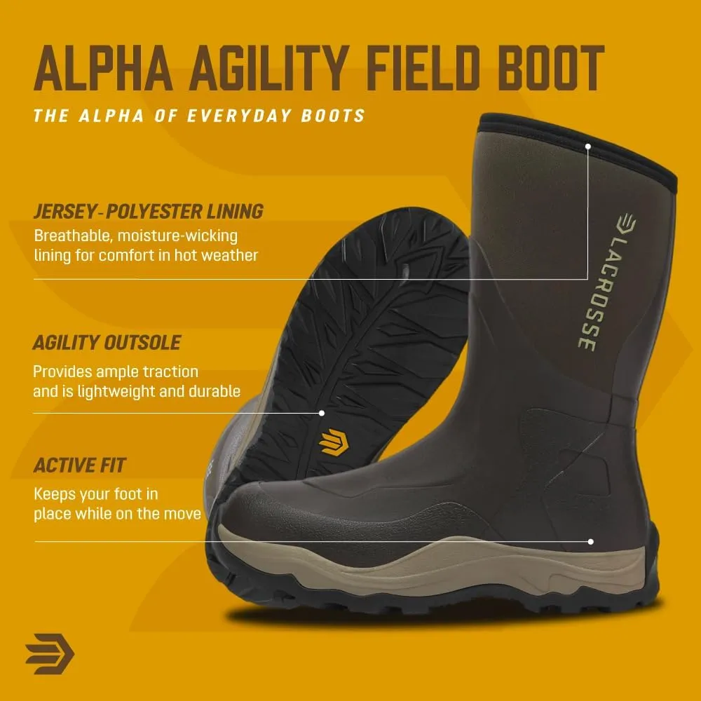 LaCrosse Alpha Agility Field Boot for Men - Hunting Shoes with Jersey/Polyester Lining, Active Fit, Kick-Off Heel Plate, Non-Insulated