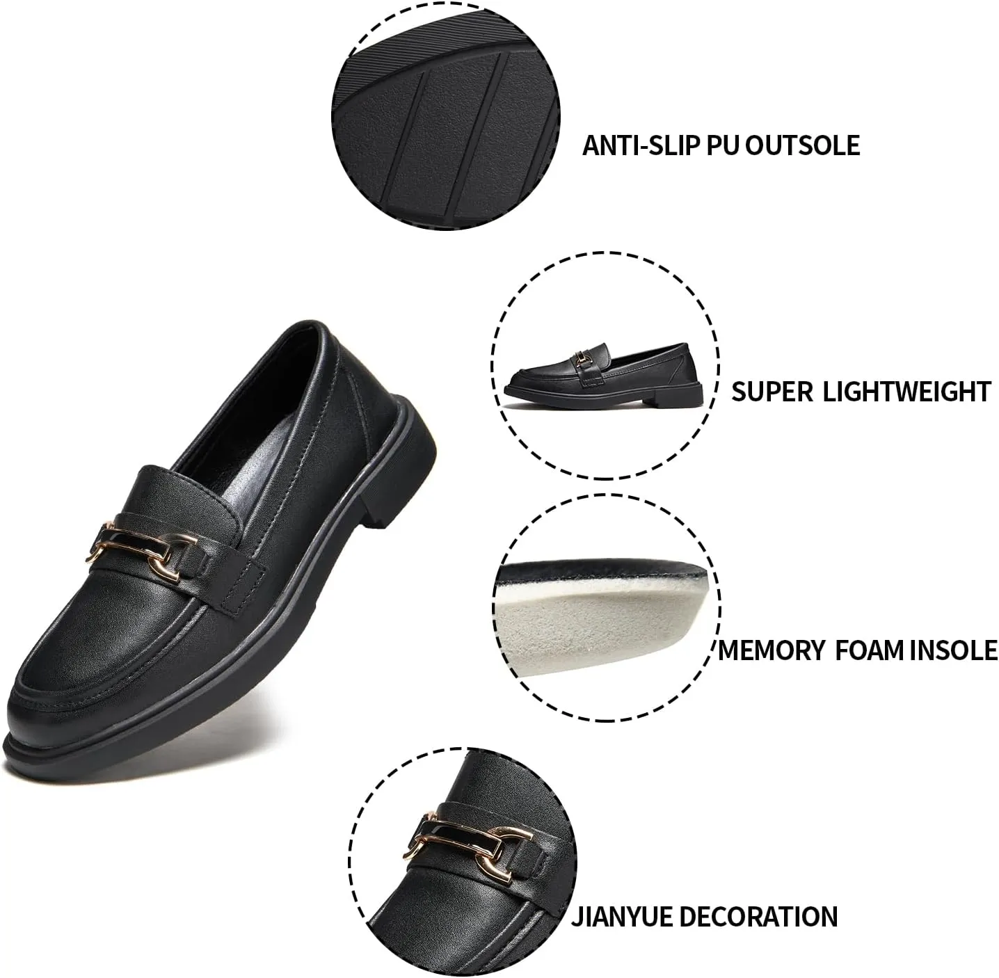 Loafers for Women Dressy Shoes Leather Penny Comfort for Work Platform Chunky