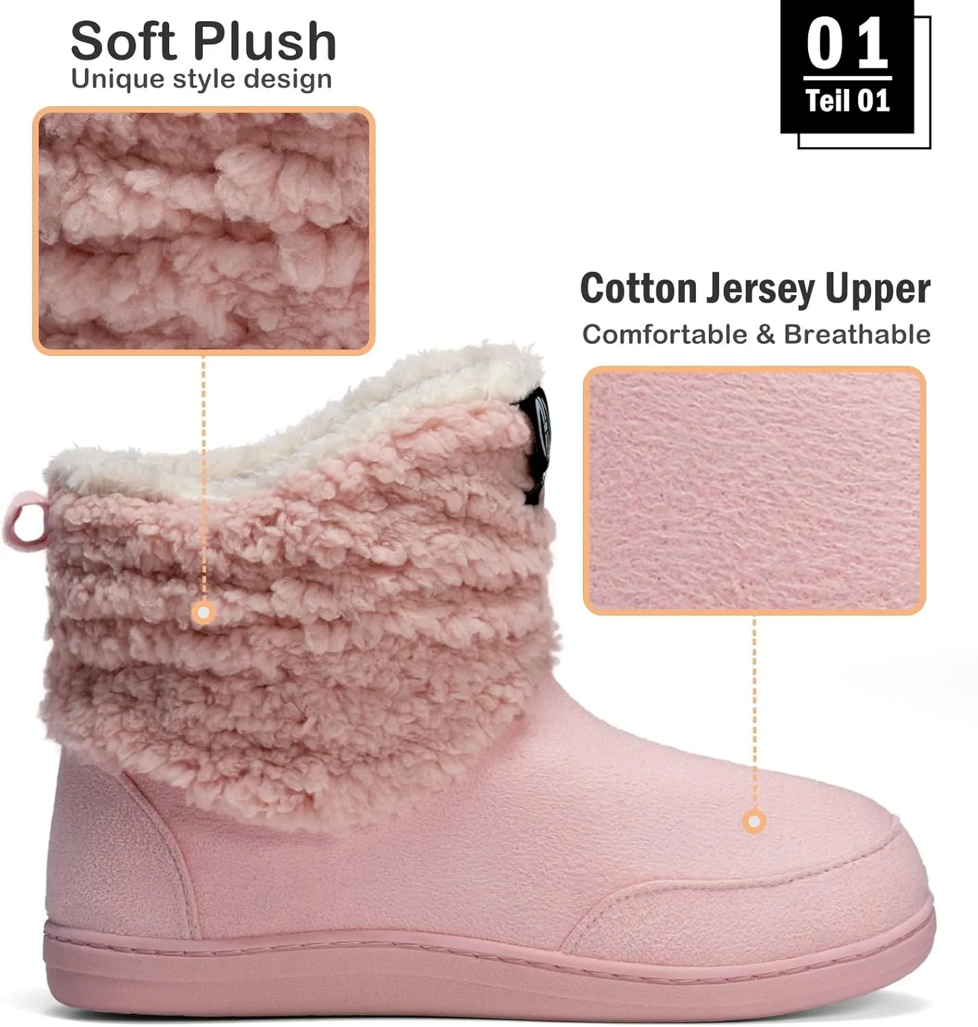 Men Women Slipper Boots Winter Indoor Outdoor Bootie Slippers Plush Fleece Memory Foam House Shoes
