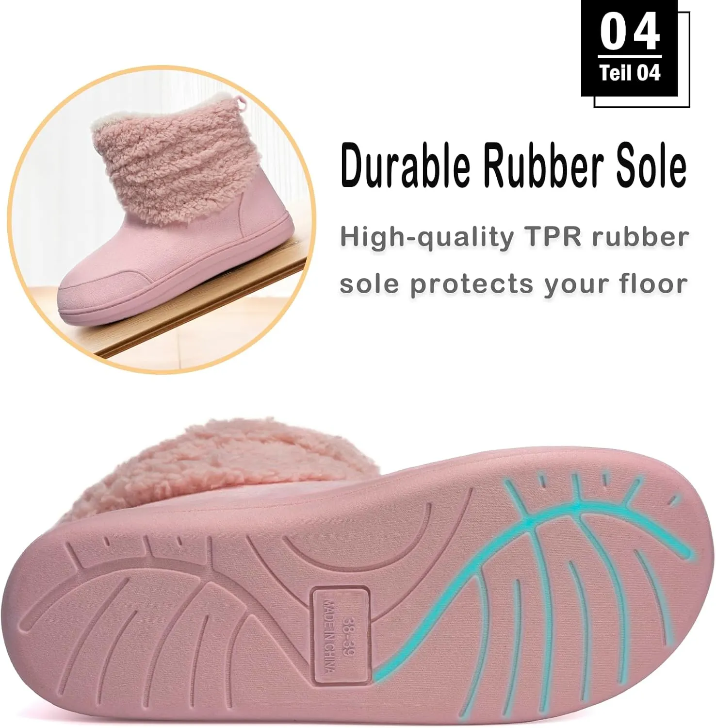 Men Women Slipper Boots Winter Indoor Outdoor Bootie Slippers Plush Fleece Memory Foam House Shoes