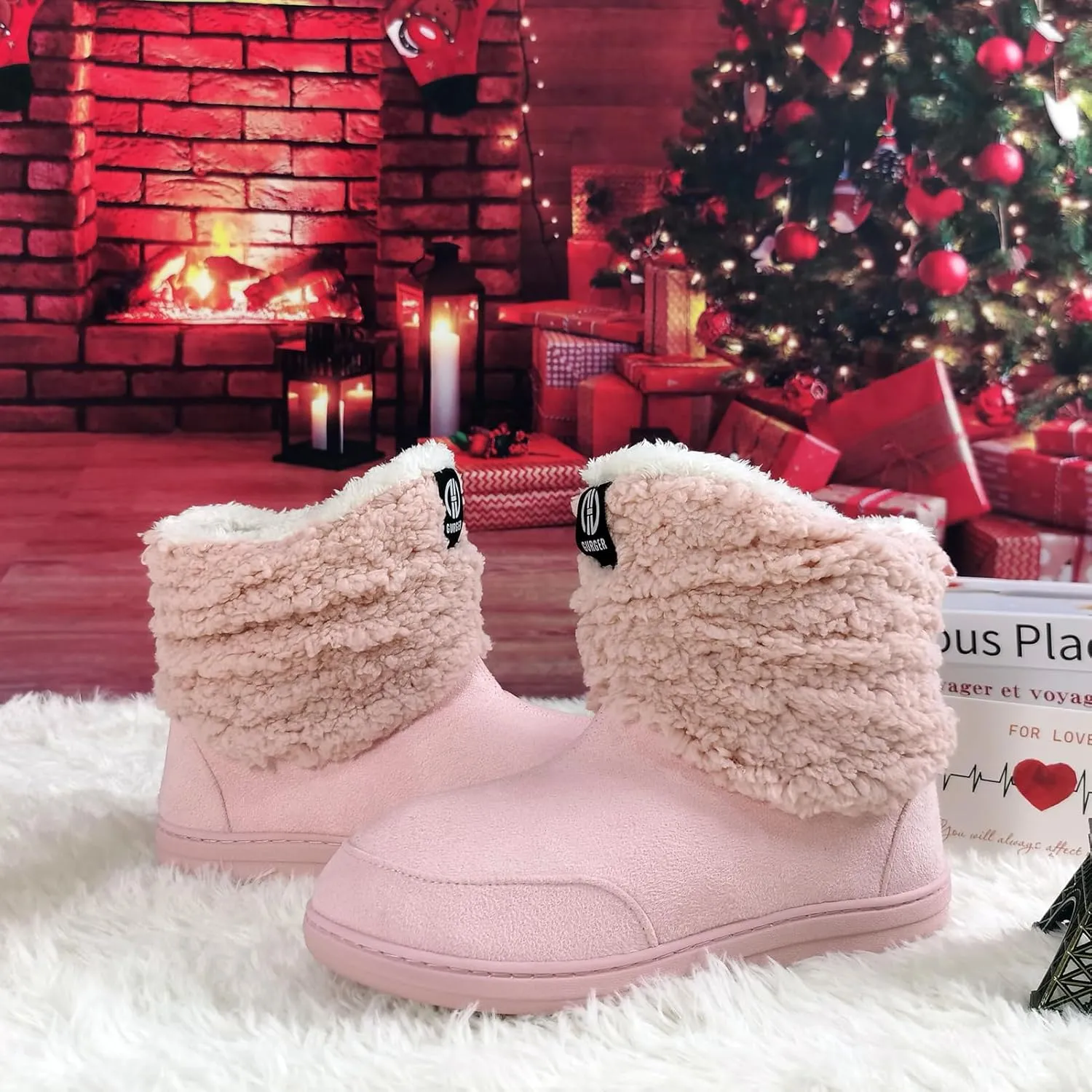 Men Women Slipper Boots Winter Indoor Outdoor Bootie Slippers Plush Fleece Memory Foam House Shoes