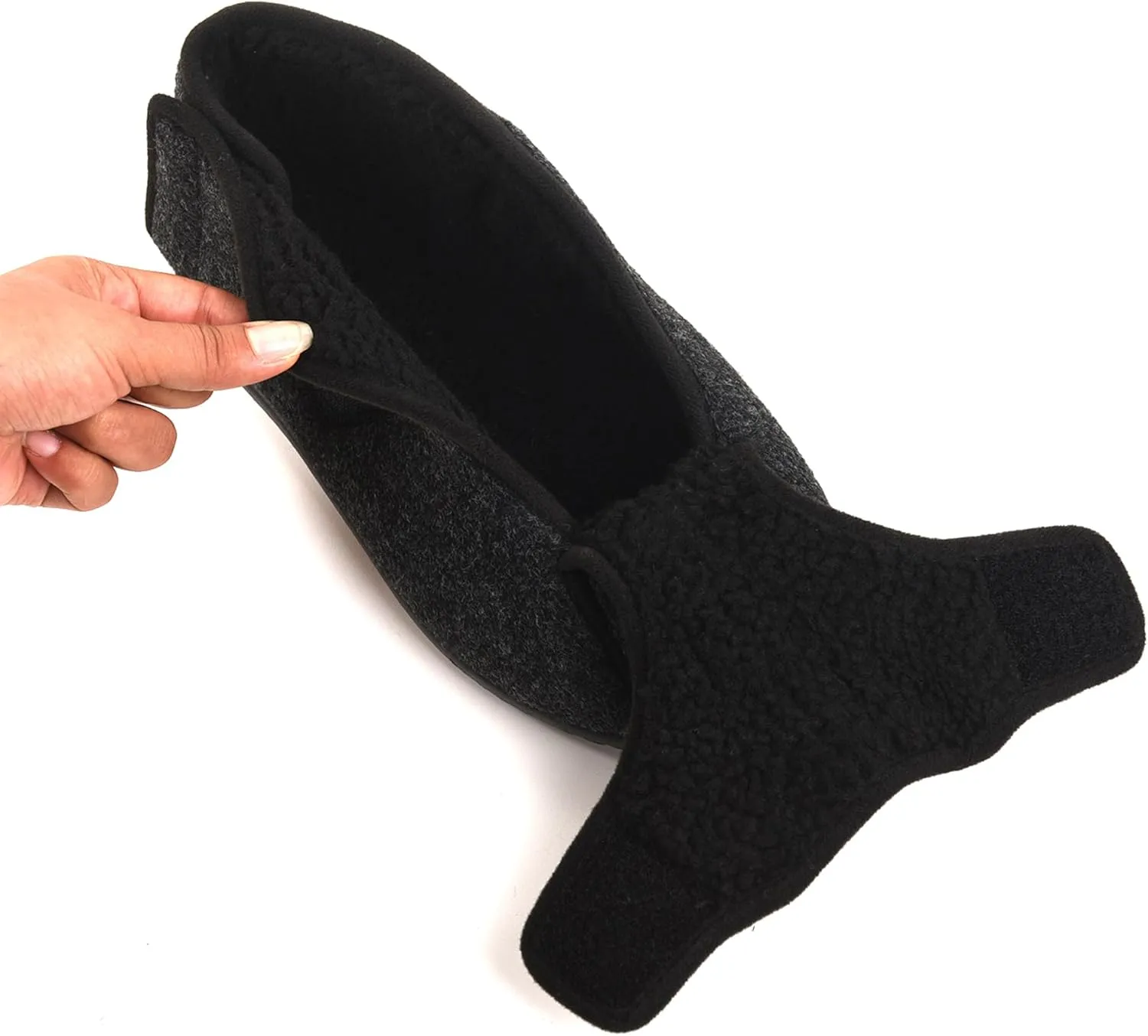 Men's Memory Foam Diabetic Slippers, Extra Wide Adjustable House Shoes for Swollen Feet, Arthritis, Edema, Soft Comfortable Non-Slip Slippers for Indoor and Outdoor Use