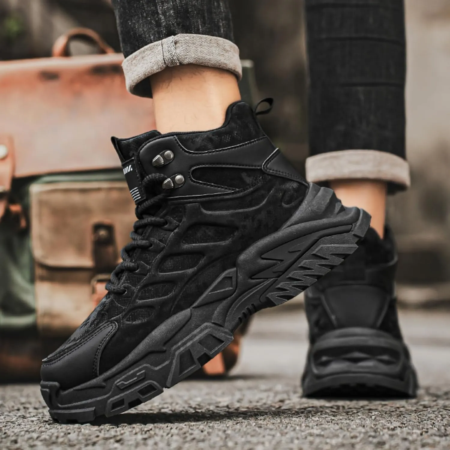Men'S Waterproof Hiking Boots High Top - Non-Slip Durable Outdoor Sport Shoes With Shock Absorption For Camping/Travel Trail-Running & Comfort