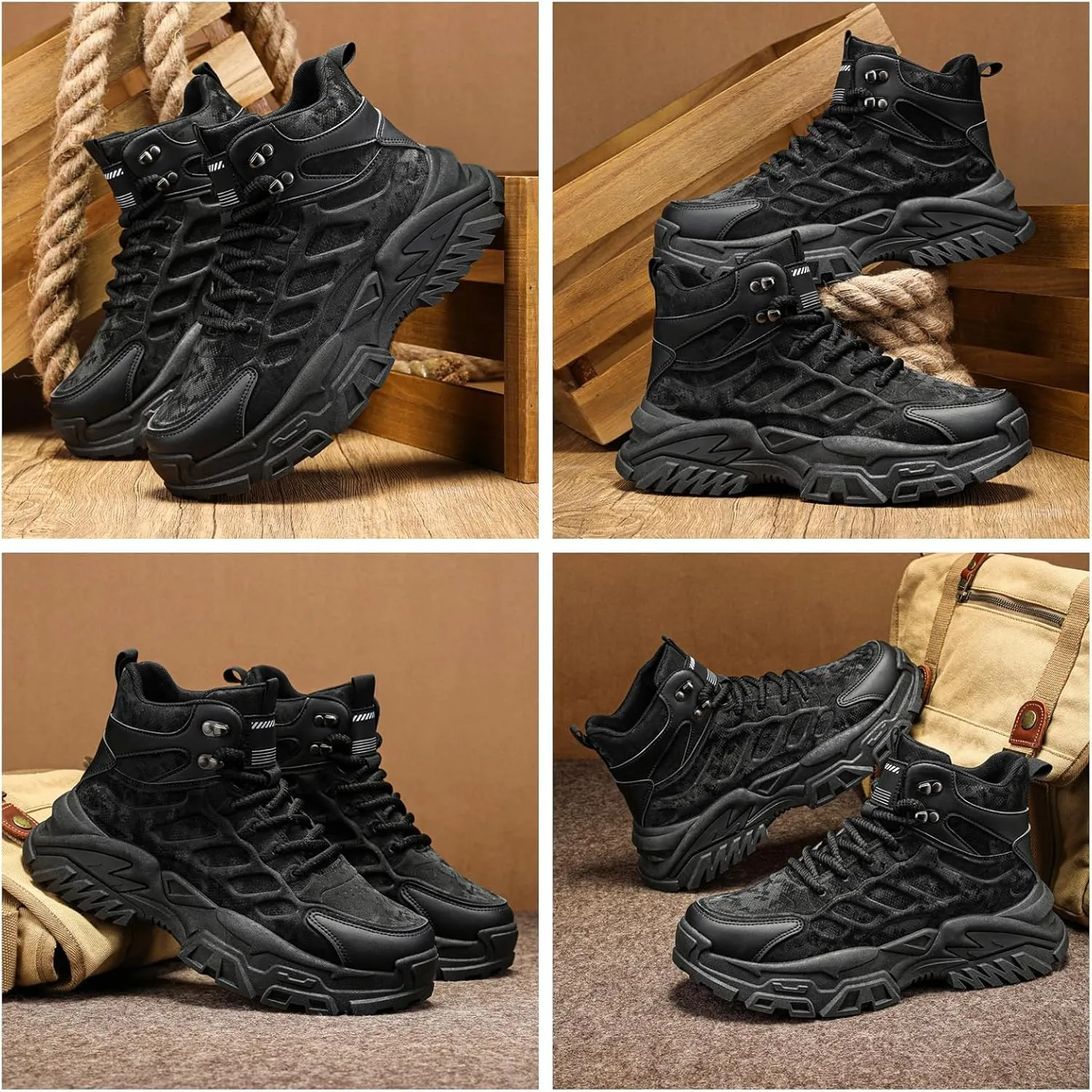 Men'S Waterproof Hiking Boots High Top - Non-Slip Durable Outdoor Sport Shoes With Shock Absorption For Camping/Travel Trail-Running & Comfort