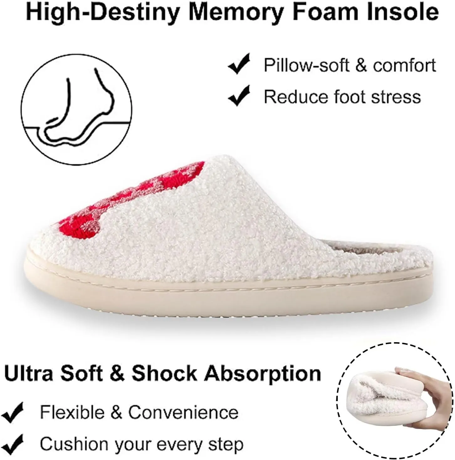 Modern Embroidered Slipper Fuzzy Cozy Memory Foam Women's Men's Couple Home Indoor House Slippers Shoes