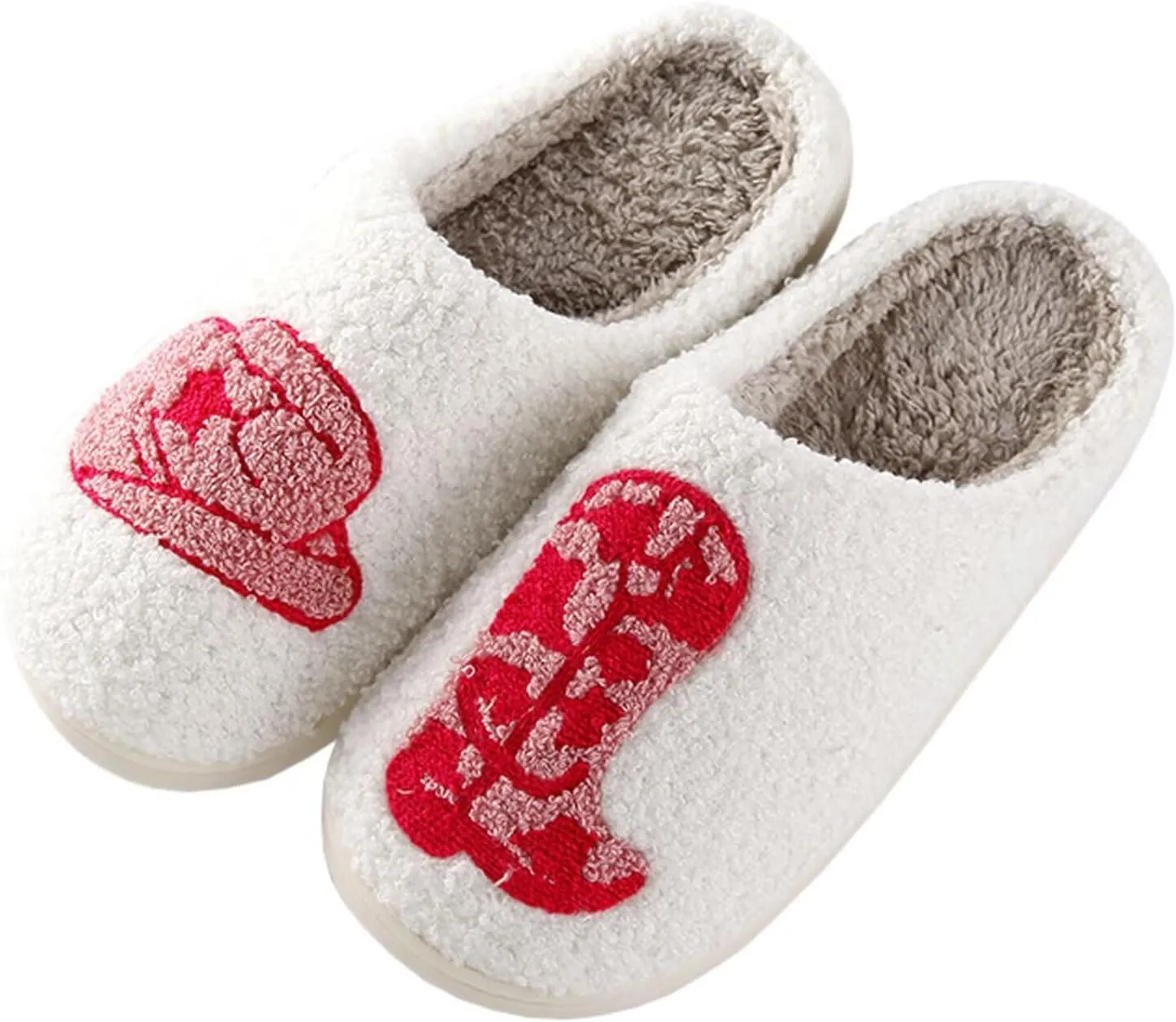 Modern Embroidered Slipper Fuzzy Cozy Memory Foam Women's Men's Couple Home Indoor House Slippers Shoes