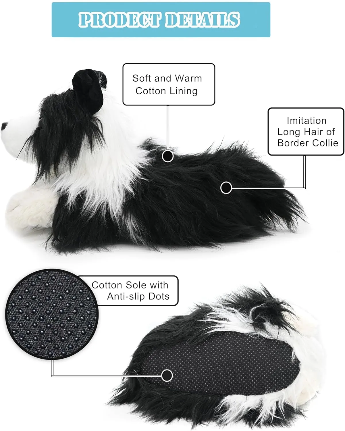 Onmygogo Fuzzy Winter Animal Dog House Slippers for Men and Women